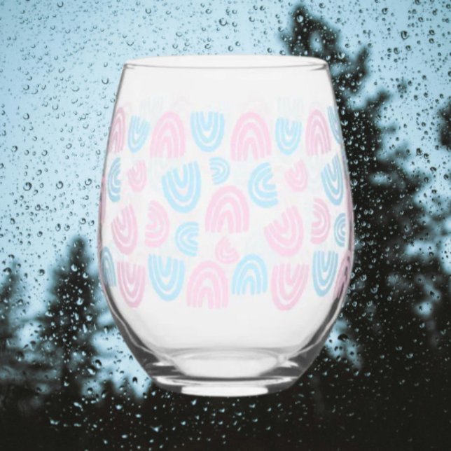 Vaso De Vino Vidrio inoxidable arco iris Trans Pride (Subido por el creador)