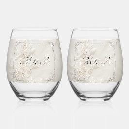 Vaso De Vino Vidrio inoxidable Boda de encaje bordado