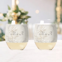 Vaso De Vino Vidrio inoxidable Boda de encaje bordado