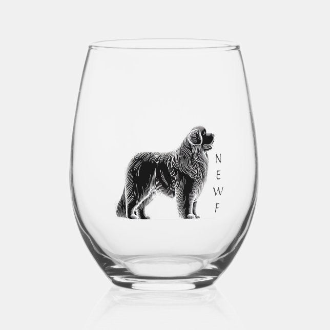Vaso De Vino Vidrio inoxidable canino de Terranova (Anverso)