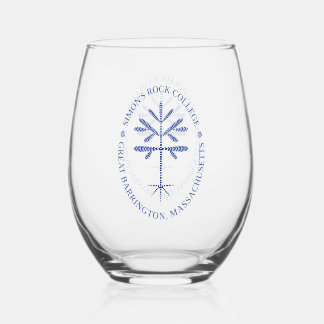 Vaso De Vino Vidrio inoxidable con sello SR en azul