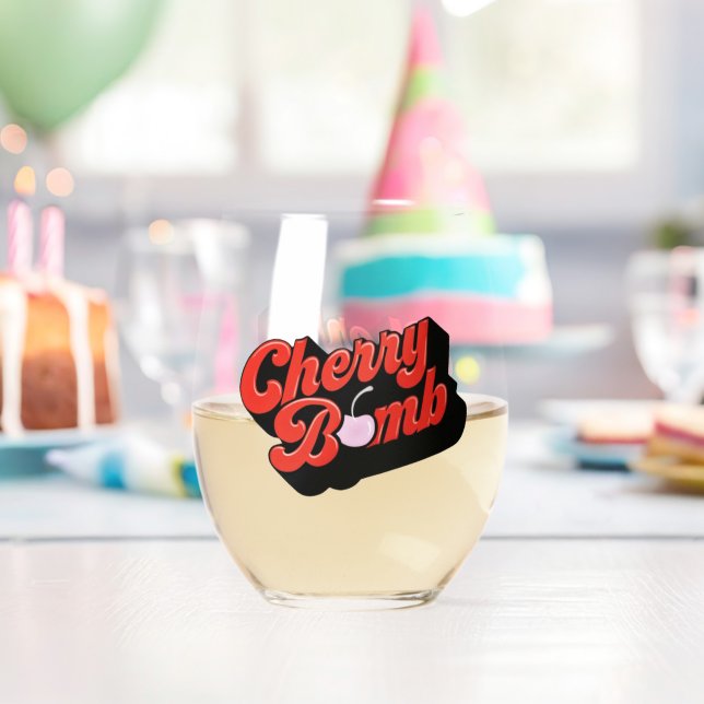 Vaso De Vino Vidrio inoxidable de la bomba de cerezo (Insitu (Cumpleaños))