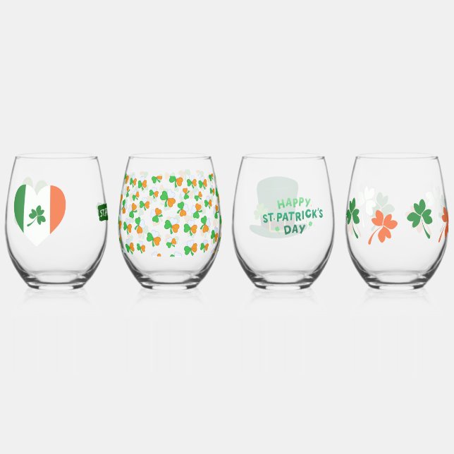 Vaso De Vino Vidrio inoxidable del Día de San Patricio (Anverso)