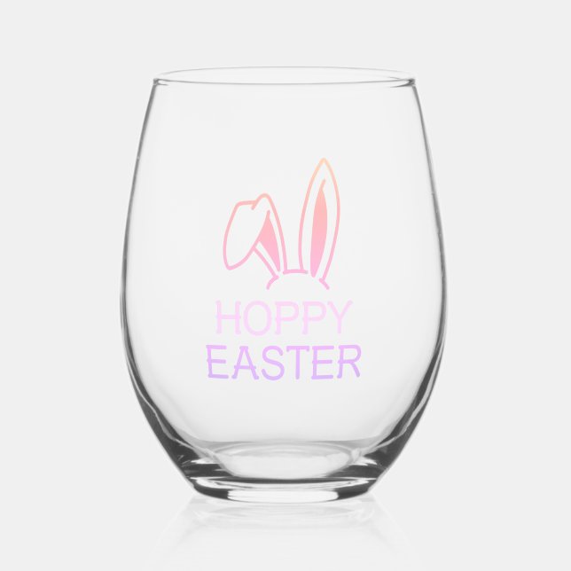 Vaso De Vino Vidrio inoxidable Hoppy Hare Pastel Easter (Anverso)