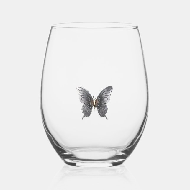 Vaso De Vino Vidrio inoxidable - Mariposa (Anverso)
