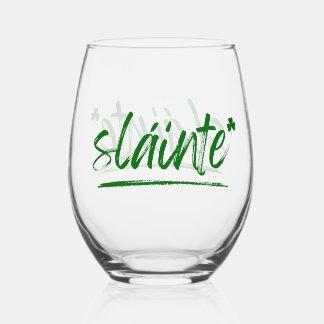 Vaso De Vino Vidrio irlandés Sláinte - Verde