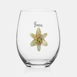 Vaso De Vino Vidrio personalizado de flor amarilla amarilla