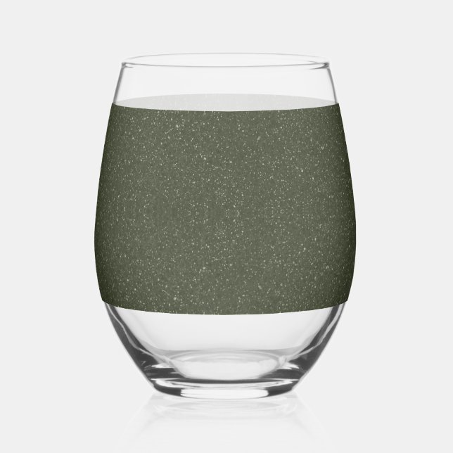 Vaso De Vino Vidrio Personalizado verde de Moss Textado (Anverso)