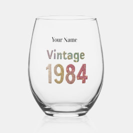 Vaso De Vino Vidrio Personalizado Vintage1984: Recuerdos suaves