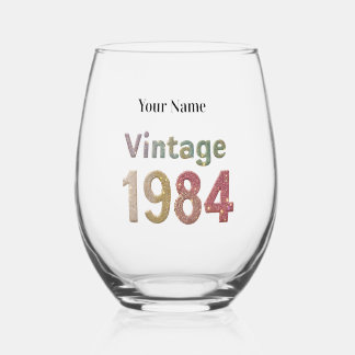 Vaso De Vino Vidrio Personalizado Vintage1984: Recuerdos suaves
