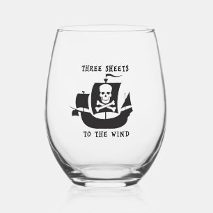 Vaso De Vino Vidrio pirata tres hojas al viento