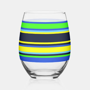 Vaso De Vino Vidrio rayado - azul, limón y amarillo