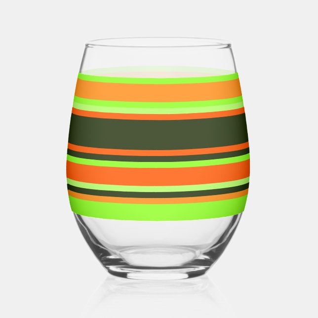 Vaso De Vino Vidrio rayado - cal, Naranja y mandarina (Anverso)