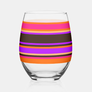 Vaso De Vino Vidrio rayado - Naranja, magenta y púrpura