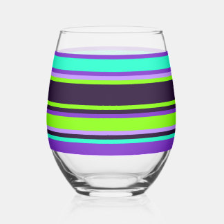 Vaso De Vino Vidrio rayado - Púrpura, Aqua y Chartreuse