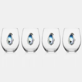 Vaso De Vino Vidrio sin aguja de ostra - 4 set