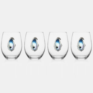 Vaso De Vino Vidrio sin aguja de ostra - 4 set