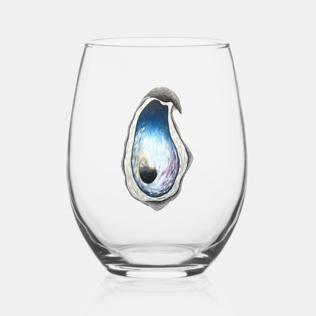 Vaso De Vino Vidrio sin cáscara de ostión (Anverso)