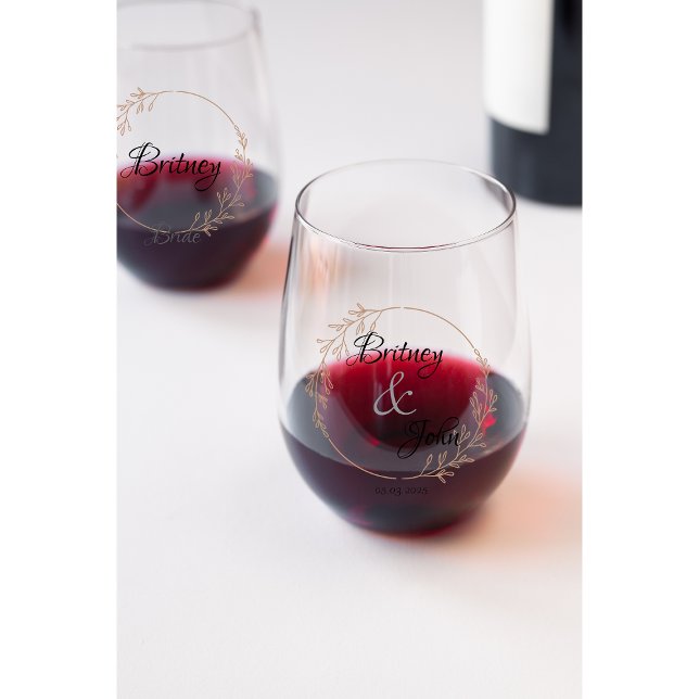Vaso De Vino Vidrio sin hilo Boda personalizado (Subido por el creador)