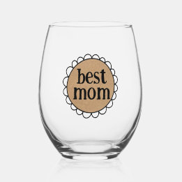 Vaso De Vino Vidrio sin hilo del borde del personalizado Mom Sc