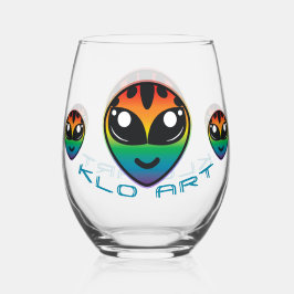 Vaso De Vino Vidrio Stemless Rainbow Alien
