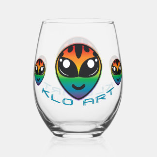 Vaso De Vino Vidrio Stemless Rainbow Alien