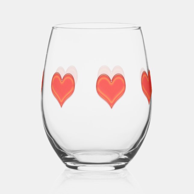Vaso De Vino Vidrio Vino - Siete Corazones (Reverso )