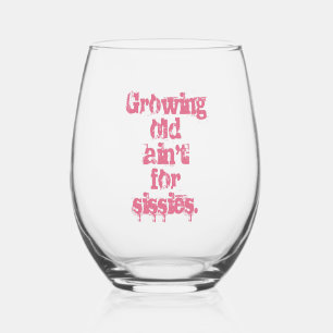Vaso De Vino Viejo no es para cobardes Letras Rosadas