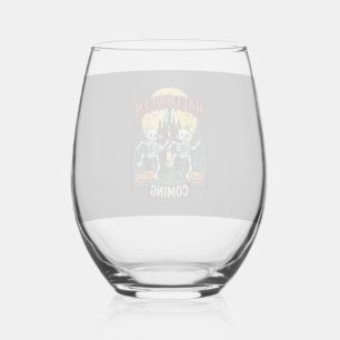 Vaso De Vino Viniendo Halloween Esqueletos Bailando Castillo Ca