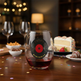 Vaso De Vino Vinilo de Música de Cumpleaños Personalizada