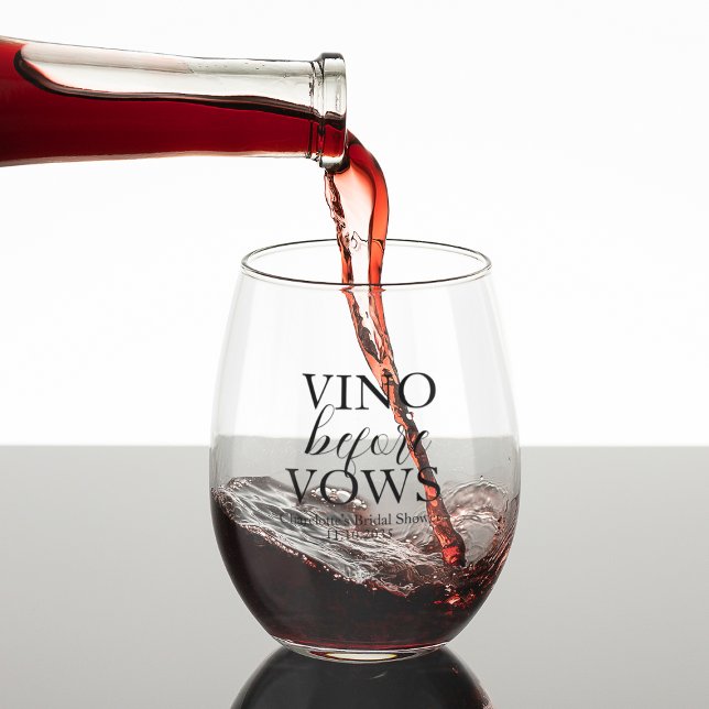 Vaso De Vino Vino Antes de las Votos Ducha de Novia Personaliza (Vino Before Vows Custom Bridal Shower Stemless Wine Glass
)