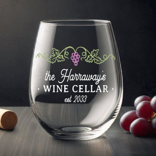 Vaso De Vino Vino Cellar Uvas púrpuras Nombre personalizado Fec