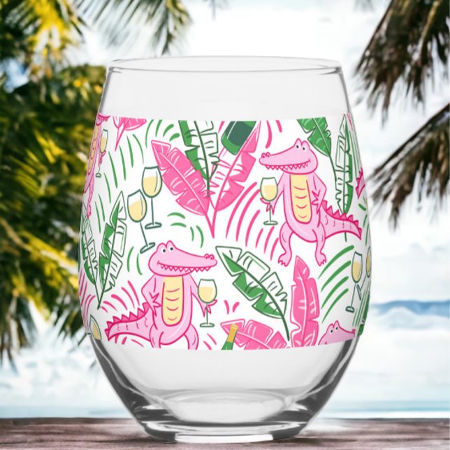 Vaso De Vino Vino de Cocodrilo Rosa Preppy  (Subido por el creador)