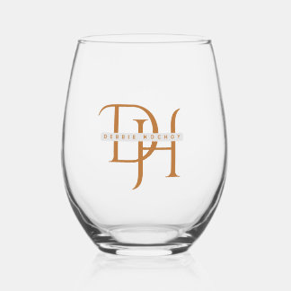 Vaso De Vino Vino Minimalista monogramo de cobre Vidrio de 16 o