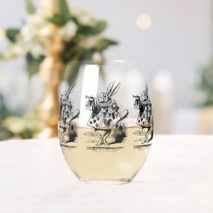 Vaso De Vino Vintage Alice en Wonderland Conejo Blanco como her