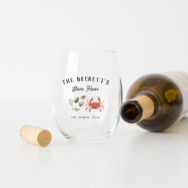 Vaso De Vino Vintage Coastal Seaside | Casa costera personaliza