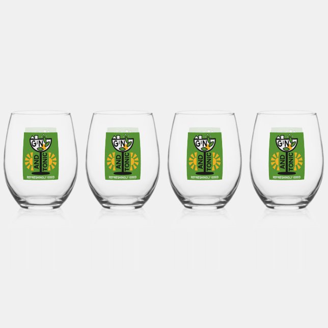 Vaso De Vino Vintage Gin Y Tonic Art (Anverso)