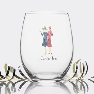 Vaso De Vino Vintage Ladies Cocktail Time Glass