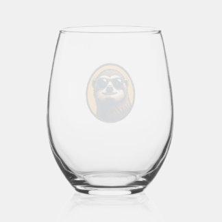 Vaso De Vino Vintage Sloth Sunglasses Retro Badge Art 2