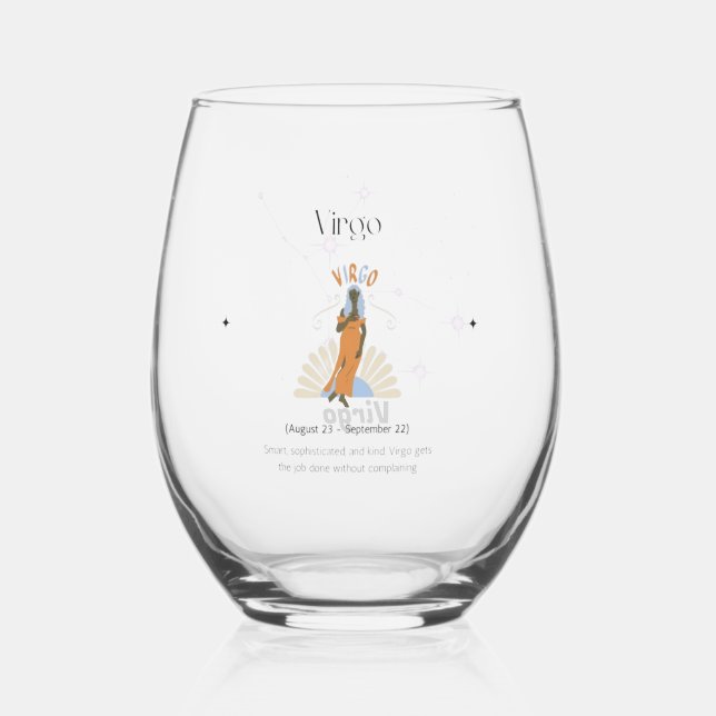 Vaso De Vino Virgo Stemless, Zodiac, Vidrio de Constelación (Anverso)