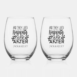 Vaso De Vino Vivieron Felices Para Siempre