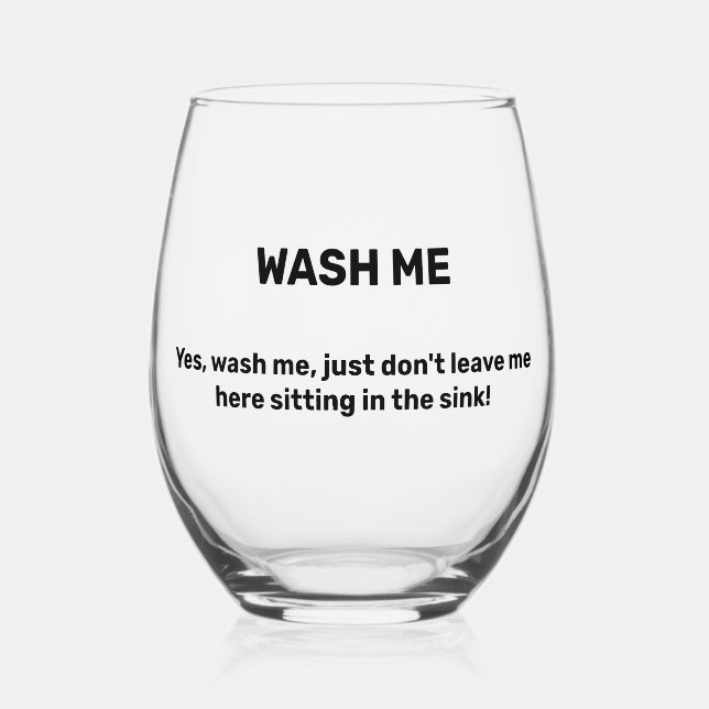 Vaso De Vino WASH ME Funny Custom Text Dirty (Anverso)