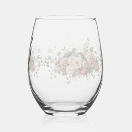 Vaso De Vino Wedding floral bird Monogram Elegant Simple Minima