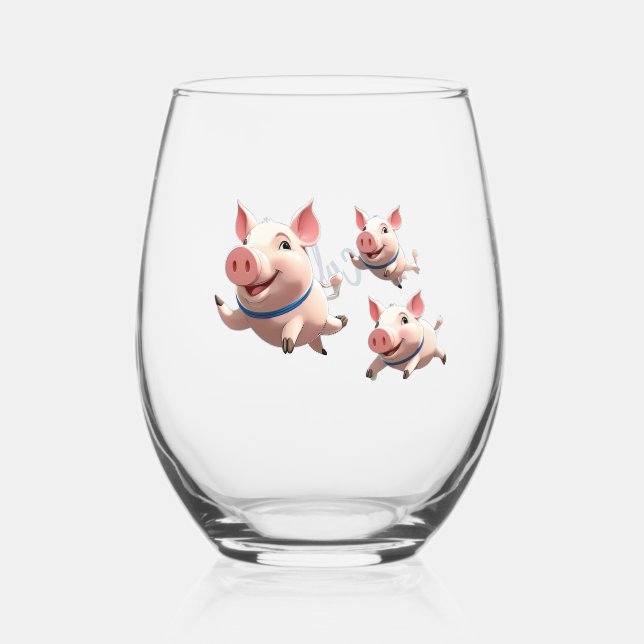 Vaso De Vino When Pigs Fly Funny Personalized Flying Pigs (Anverso)