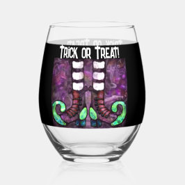 Vaso De Vino Whimsical Halloween Witch Boots Purple Green