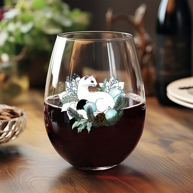 Vaso De Vino White Ermine Blue Christmas Snowflakes  (Subido por el creador)