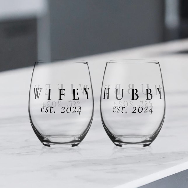 Vaso De Vino Wifey Hubby Newlyw (Subido por el creador)