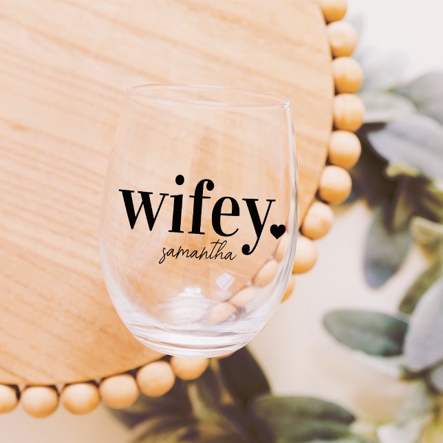 Vaso De Vino WIFEY | Nombre personalizado de recién casados (Subido por el creador)