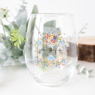Vaso De Vino Wildflower Meadow   Escudo Boda floral