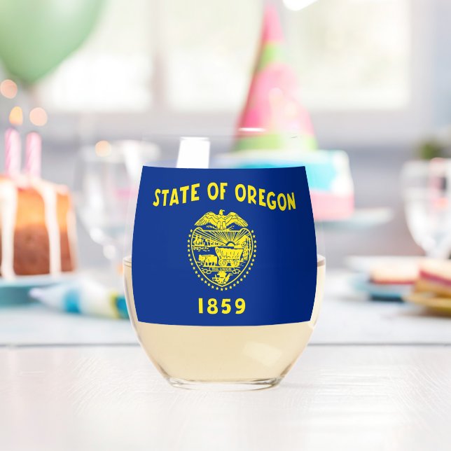 Vaso De Vino Wine Glass with flag of Oregon, USA (Insitu (Cumpleaños))